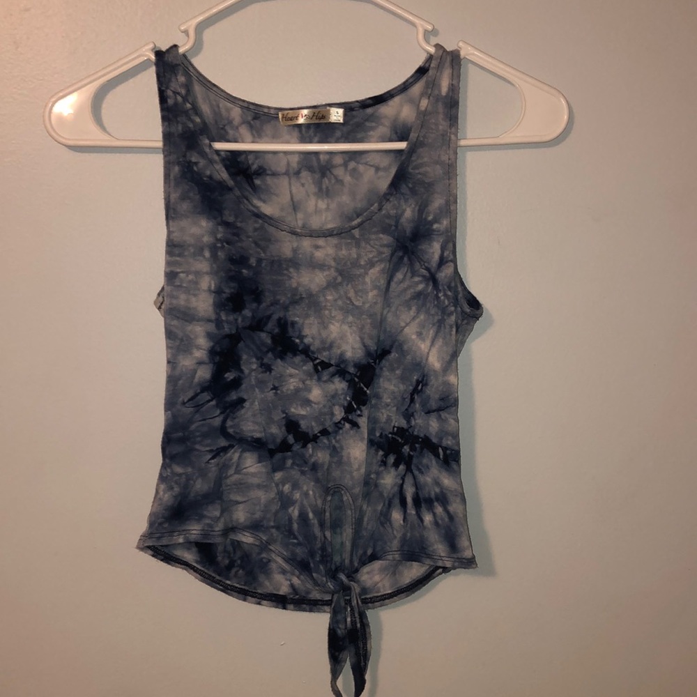blue and white tie die tank
